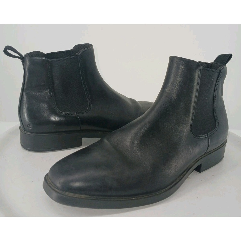 ECCO Mens Black Leather Chelsea Slip On Boots Size 44/10-10.5   C132
